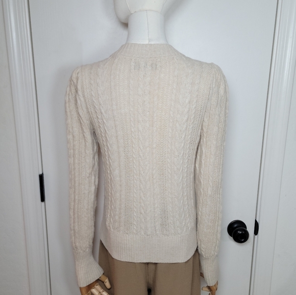 LOFT Cotton-Wool Blend Cable Knit Cardigan Size Small - Picture 8 of 12